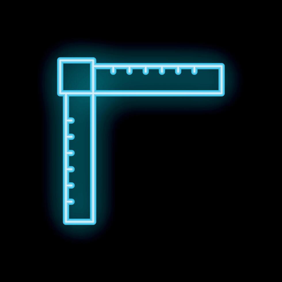 Blue neon try square icon glowing in the dark vector
