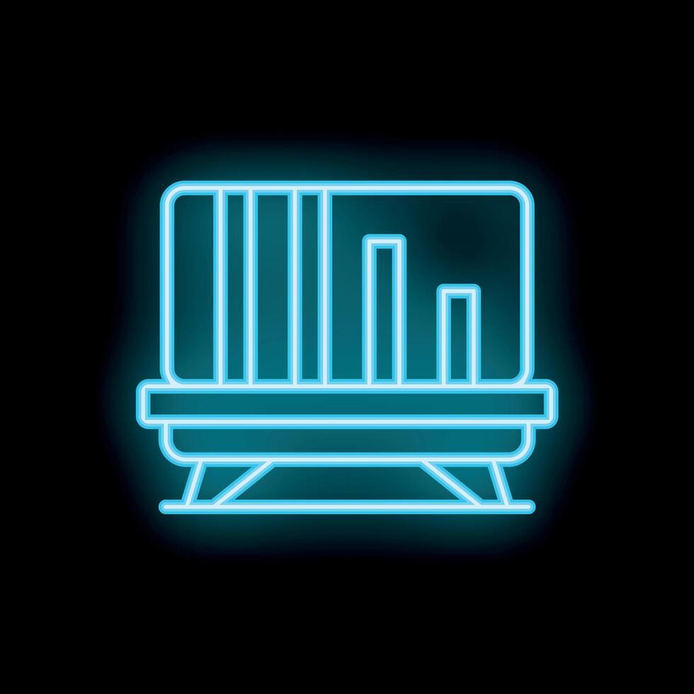 Neon blue public transportation stop sign showing timetable information vector