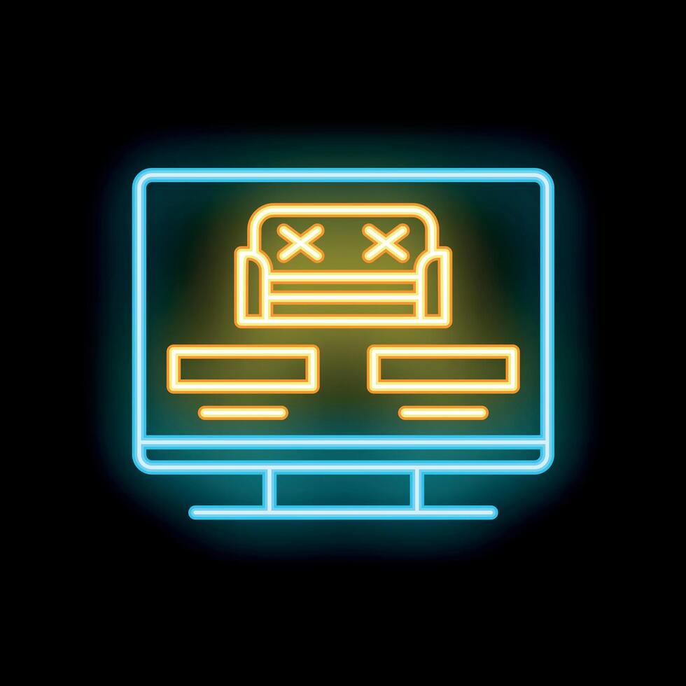 Neon icon of online furniture store showing sofa and couches for sale vector