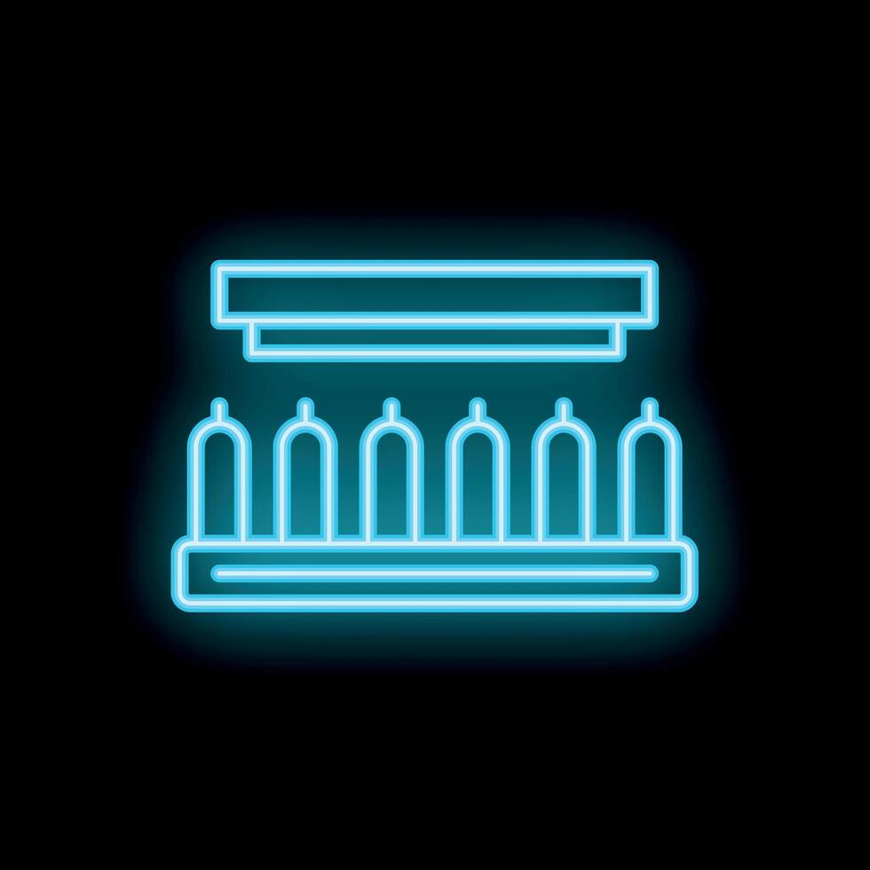 Neon icon of industrial equipment cooling system with tubes vector