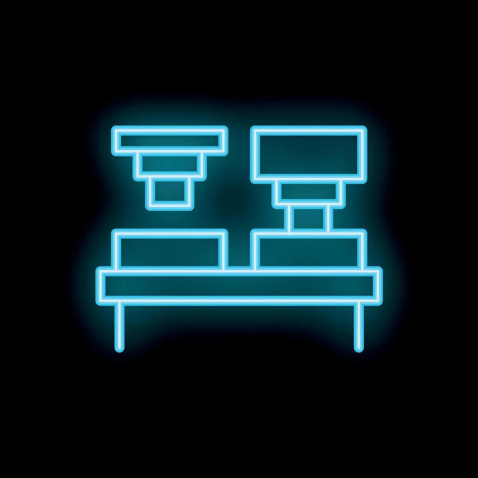 Neon icon of a coffee machine brewing two cups of coffee vector