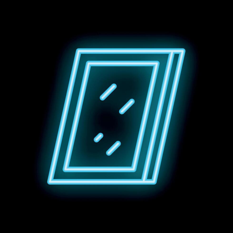 Blue neon window sign glowing on wall vector