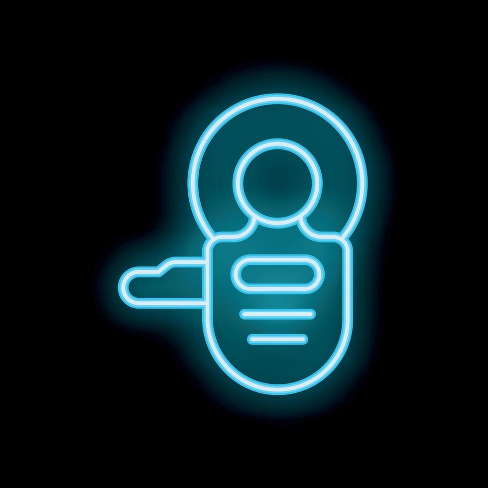 Glowing neon icon of mri scan machine for medical diagnosis vector