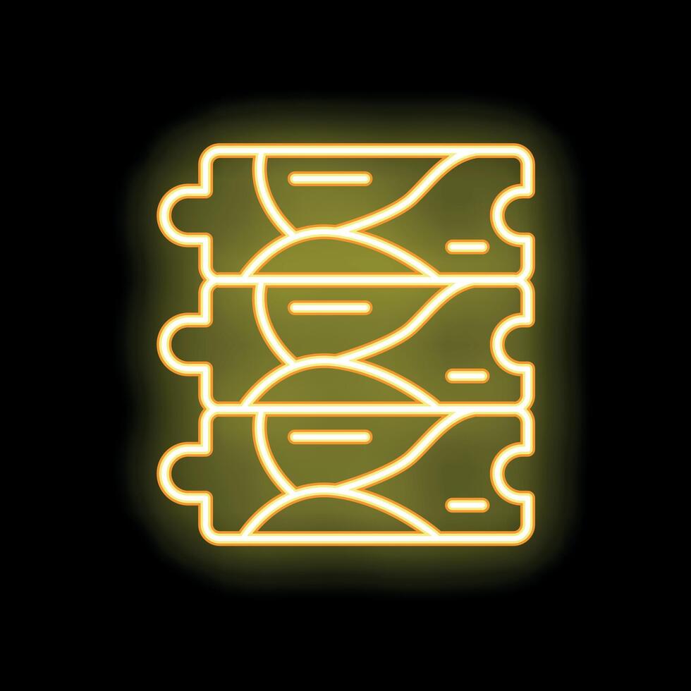 Neon yellow spine spinal cord puzzle pieces icon graphic on black background vector