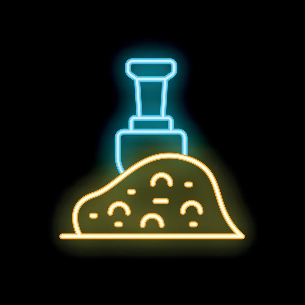 Neon shovel digging a pile of sand or gravel vector