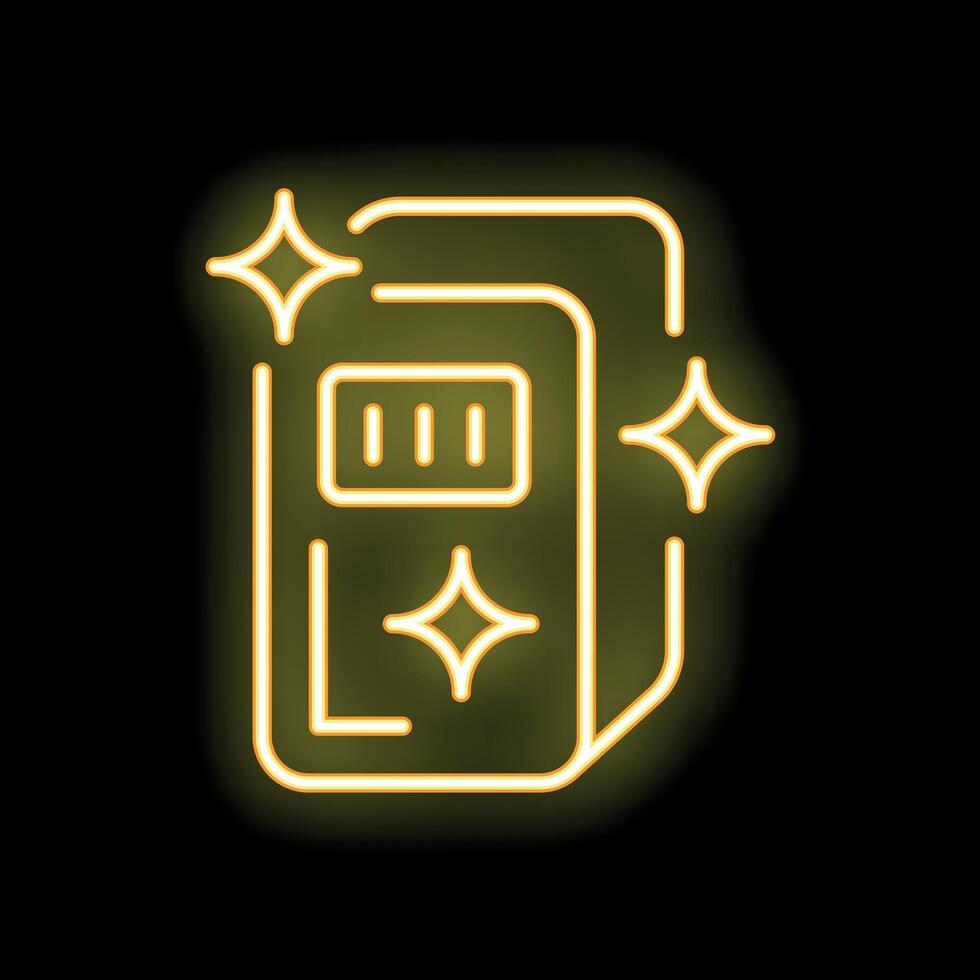 Neon icon of a clean and sparkling refrigerator depicting freshness and hygiene vector