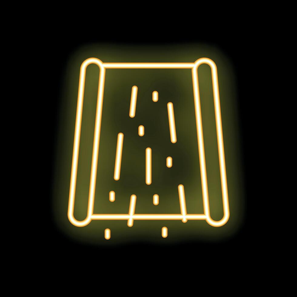 Neon yellow waterfall icon glowing on black background vector