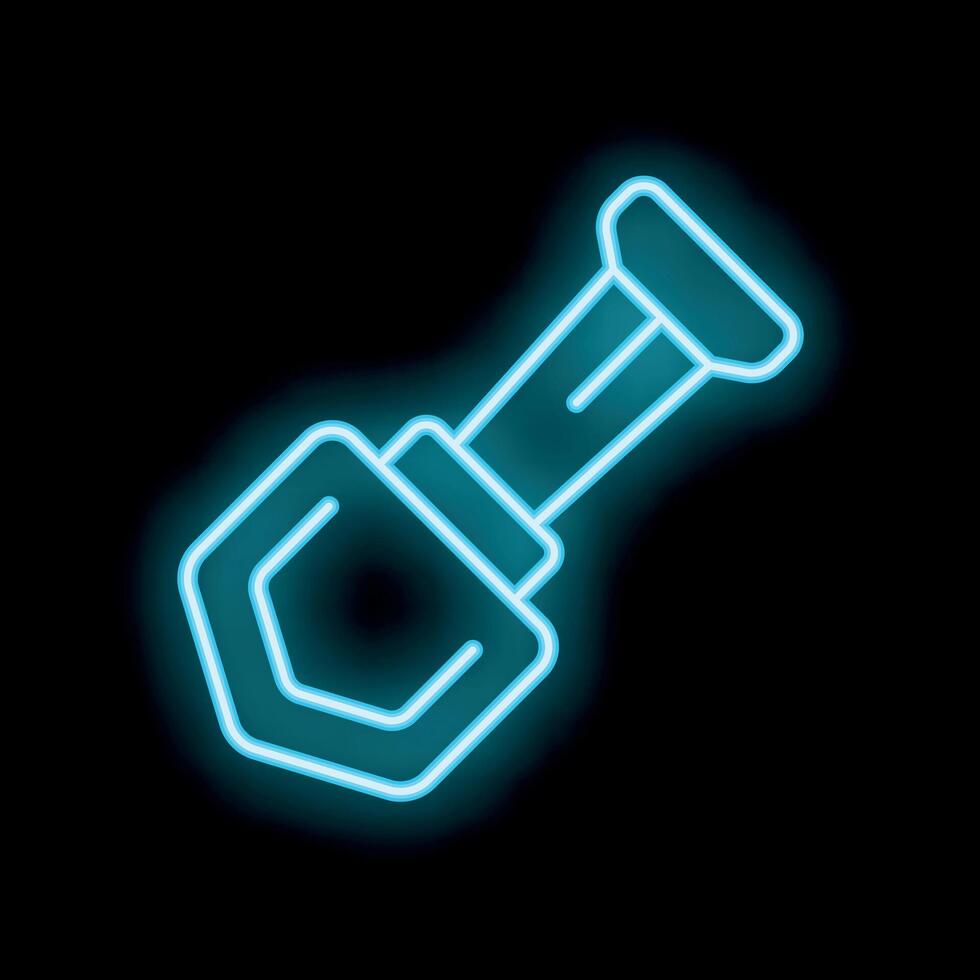 Neon icon of trowel spreading cement for construction vector