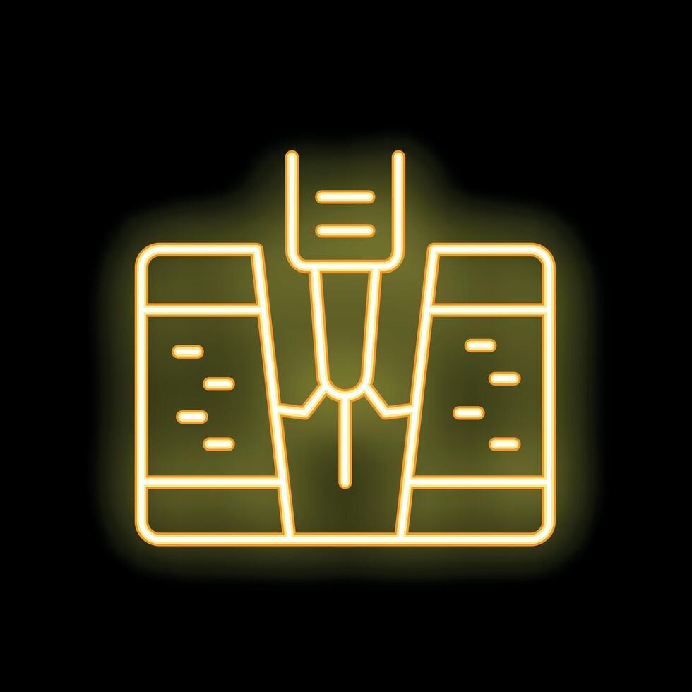 Neon icon of sewing machine stitching fabric with needle vector