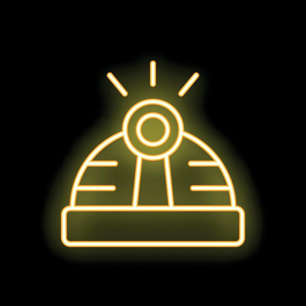 Glowing neon sign depicting a winter hat with a pompom on black background vector
