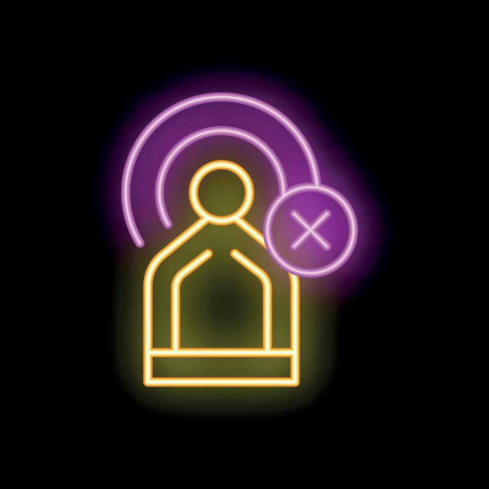 Neon sign showing wifi signal blocking person from accessing internet vector
