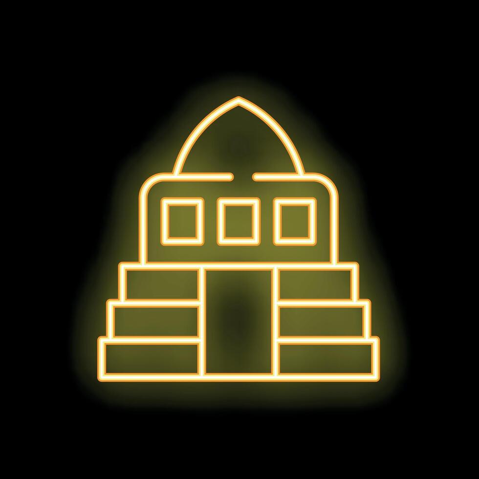 Neon yellow taj mahal mausoleum building icon graphic design vector