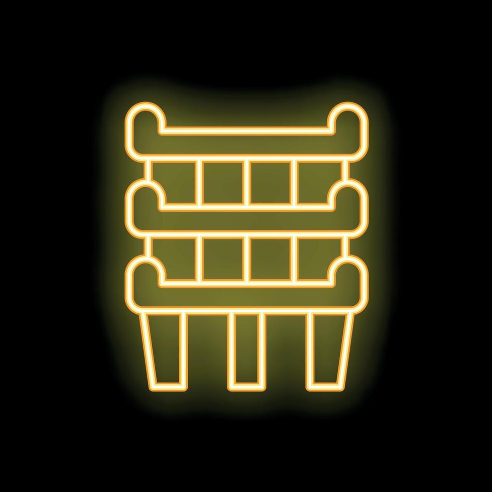 Bright yellow neon sled glowing on a black background, perfect for representing winter sports and activities vector