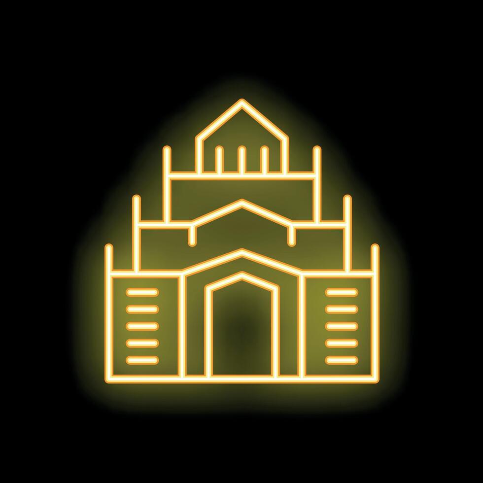 Neon sign representing a big traditional building with a large entrance vector
