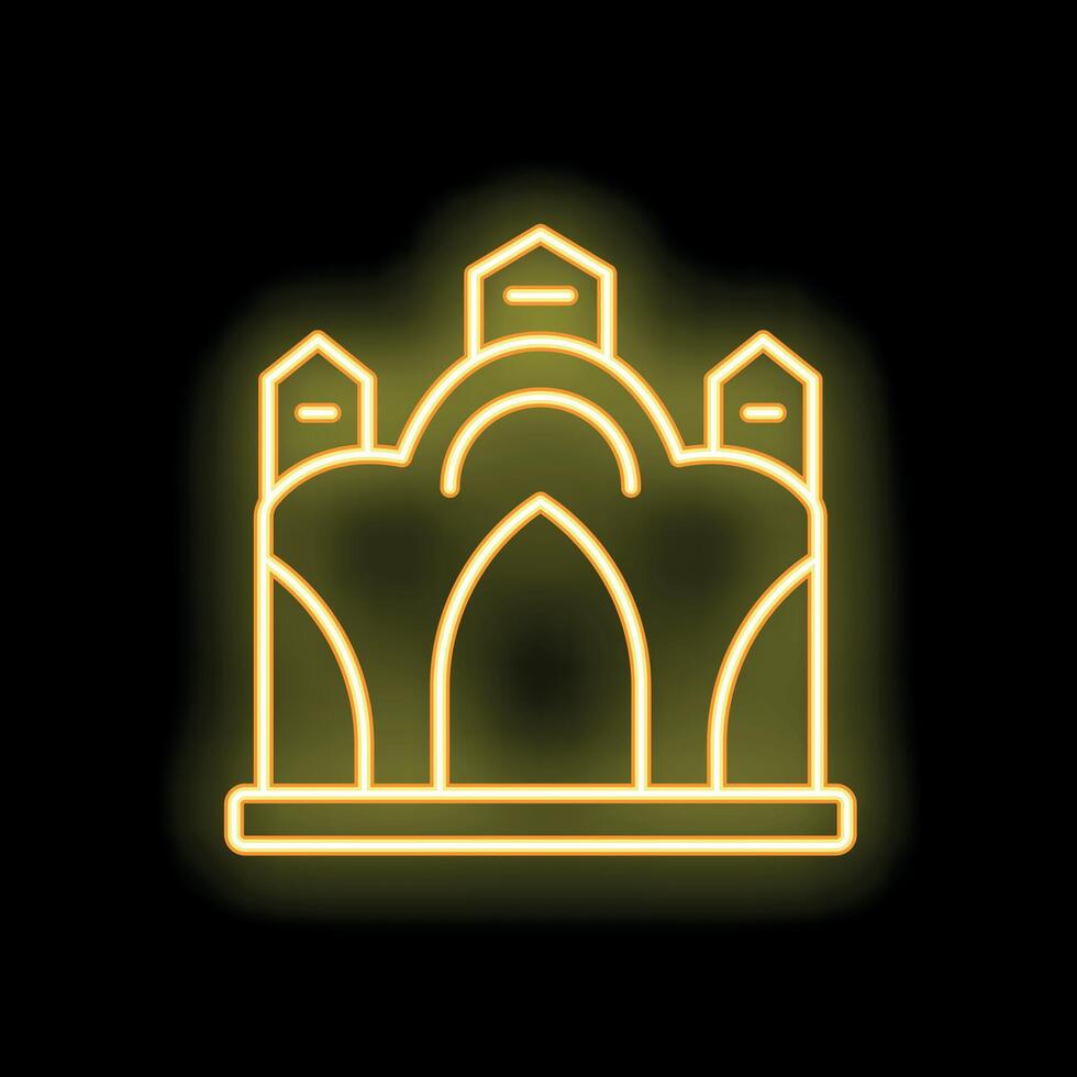 Neon sign of a medieval castle glowing on a black background vector