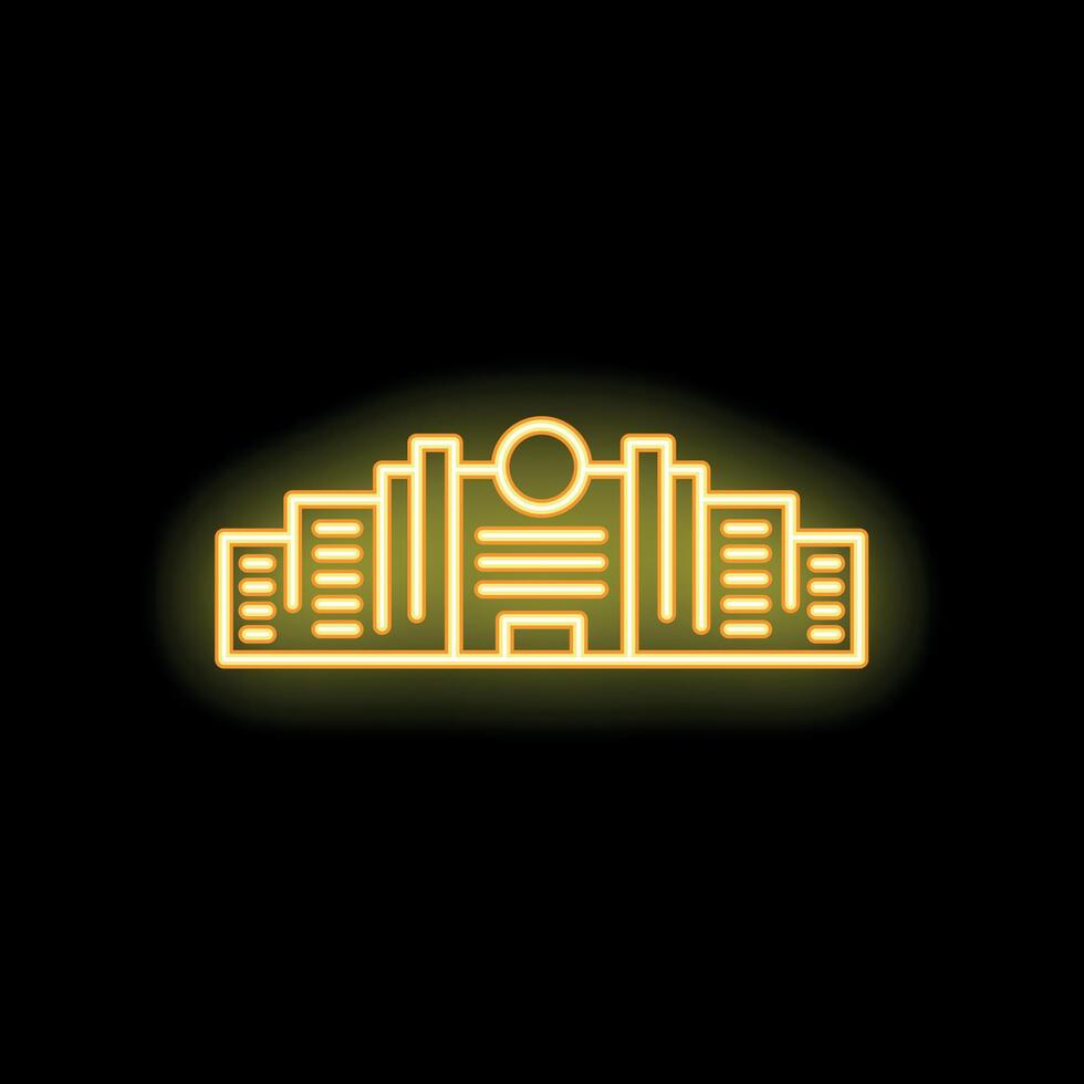Neon style icon representing a university campus building with a circular window vector