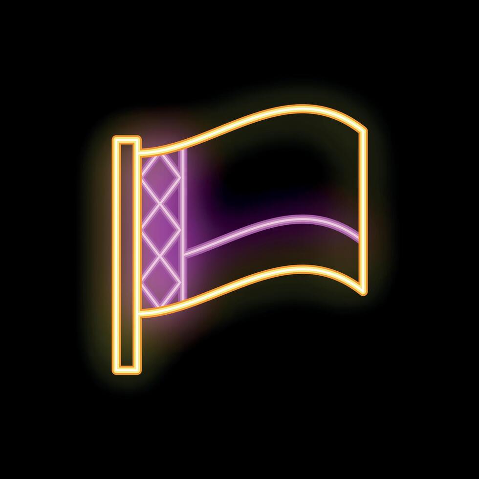 Purple and gold neon flag waving in the wind vector