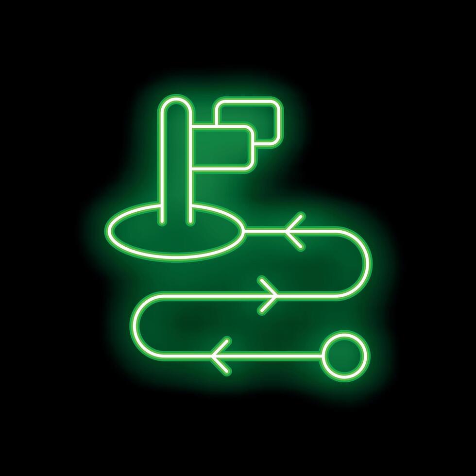 Neon green icon of road sign showing different directions vector