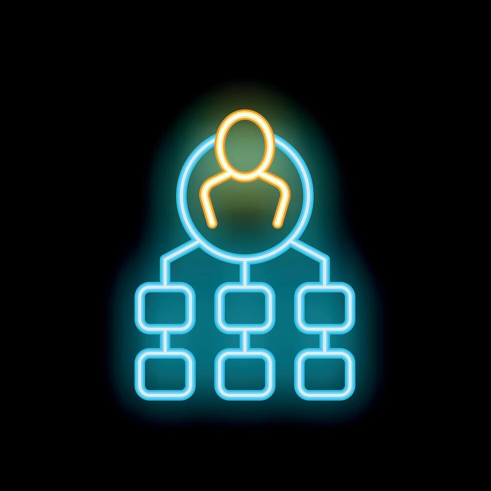 Neon icon of ceo managing business company structure vector