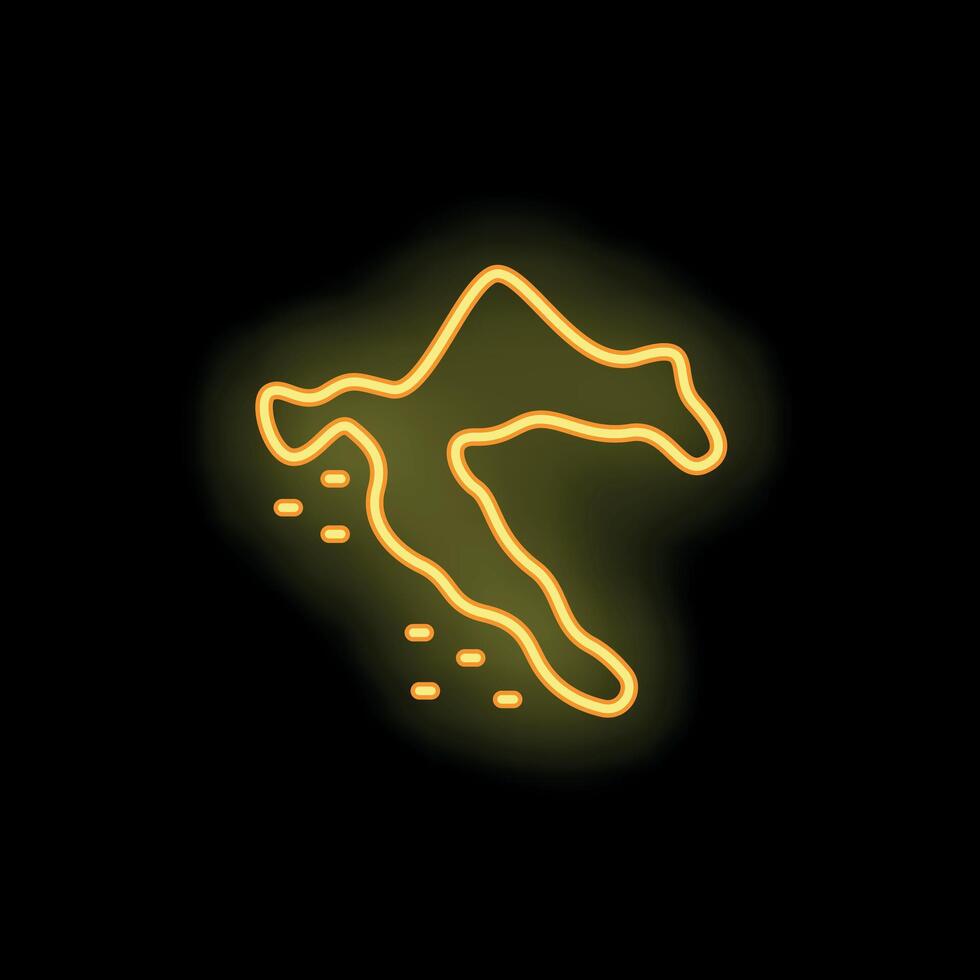 Neon yellow glowing croatia map on black background vector