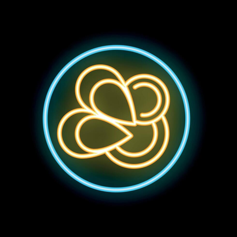 Neon sign showing a bowl of popcorn on a black background vector