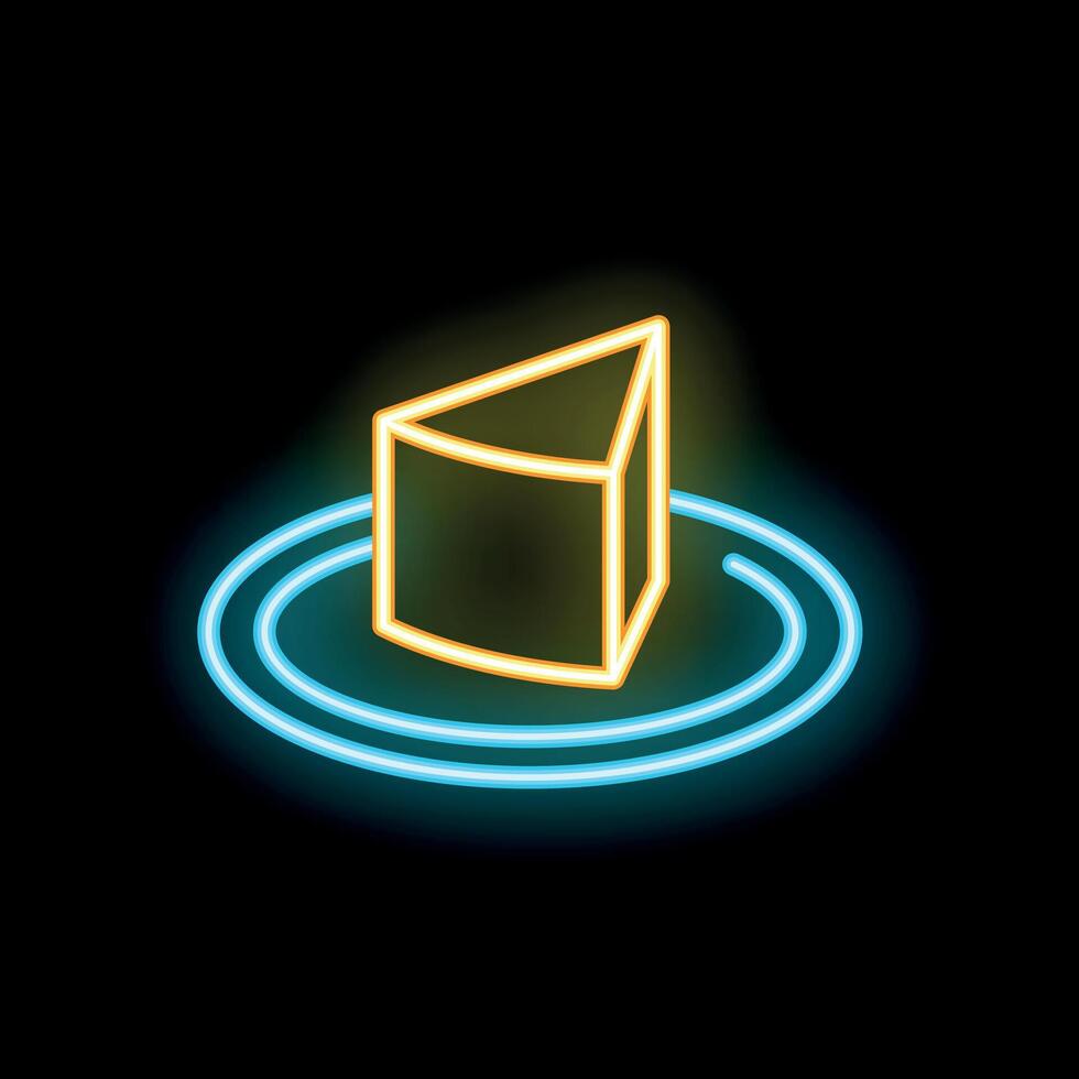 Neon sign depicting a slice of cake on a plate vector
