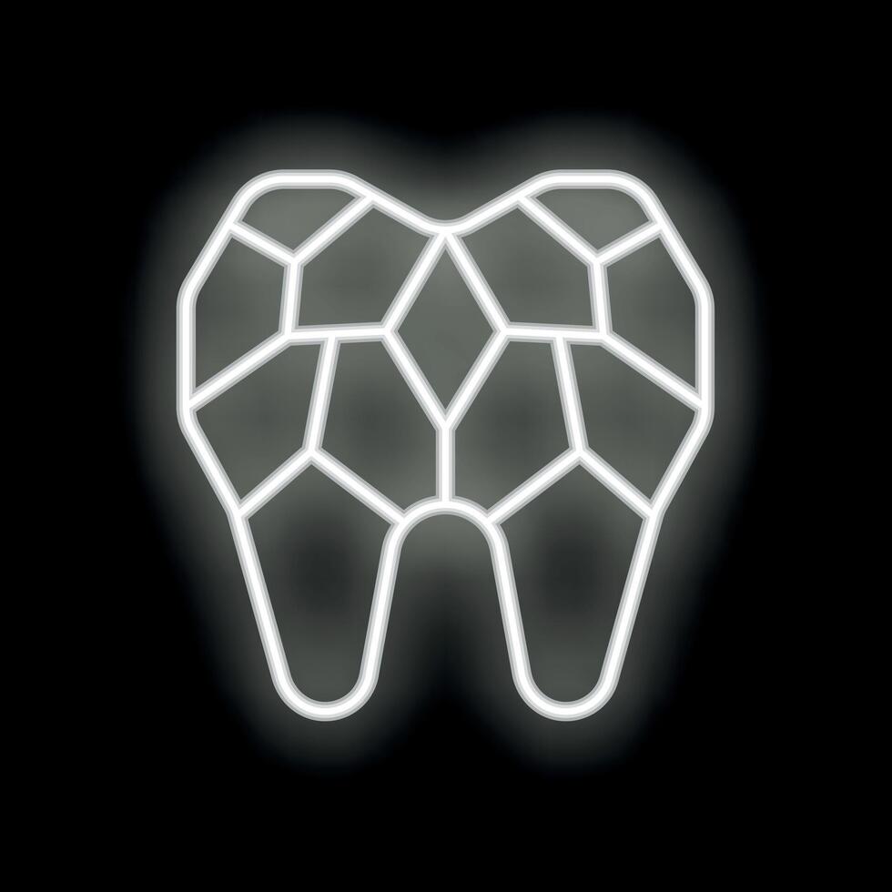 Neon tooth shining in the dark with geometric pattern vector