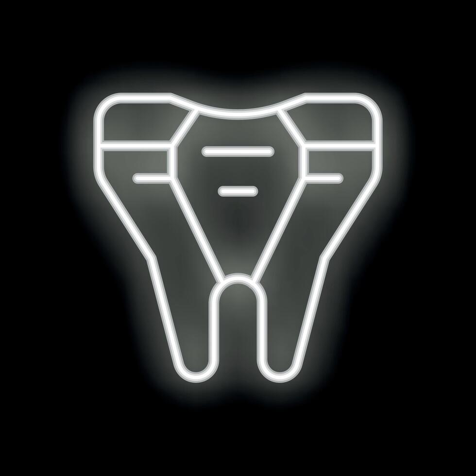 Neon icon of a tooth glowing on black background vector