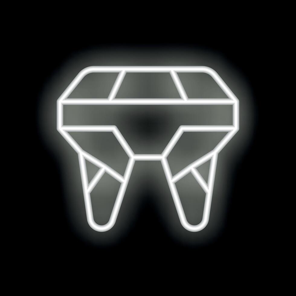 Glowing neon icon of a tooth on a black background vector