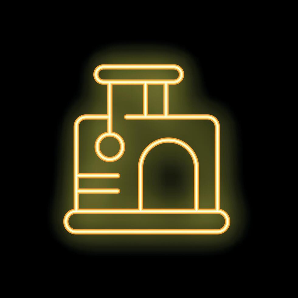 Neon sign representing a cat tower with scratching post and hanging ball vector