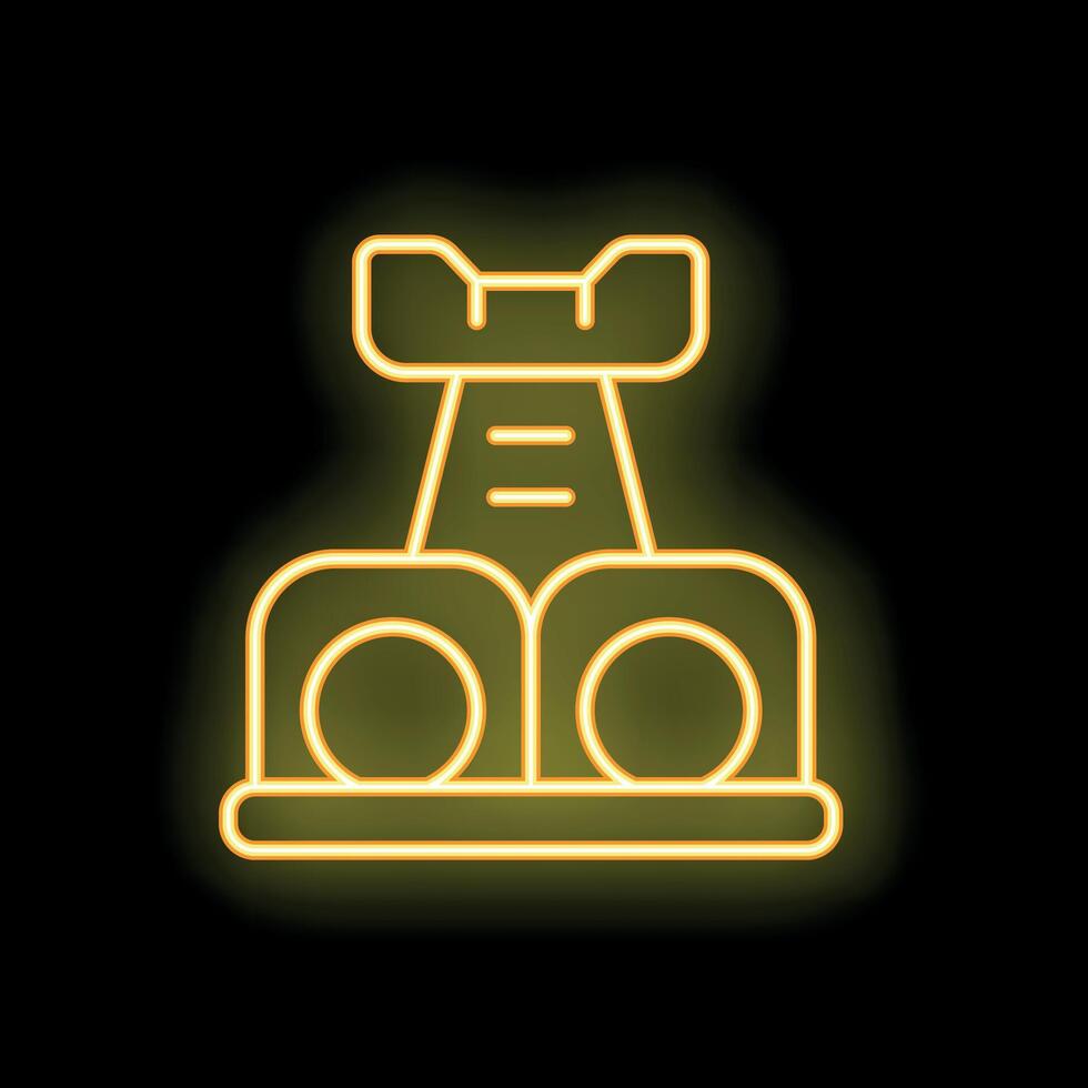 Yellow neon icon illustrating an industrial factory building vector