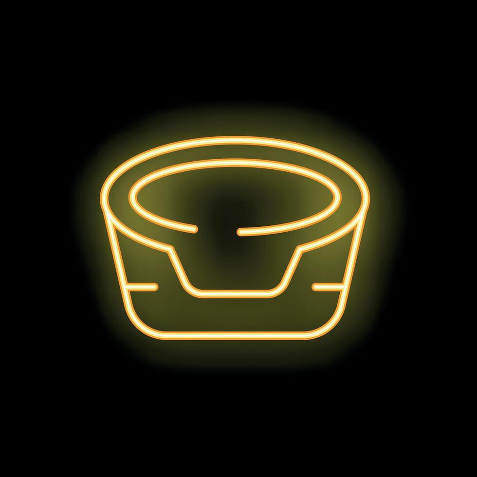 Yellow neon icon of wooden bucket glowing on dark background vector