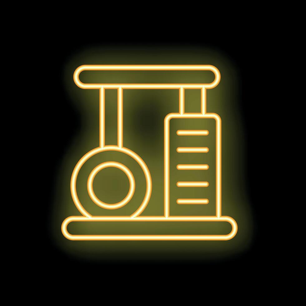 Neon icon of scratching post with hanging ball for cat entertainment vector