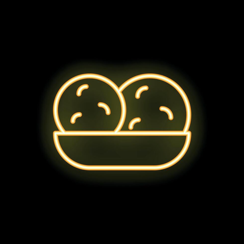 Neon icon of falafel balls lying in a plate vector