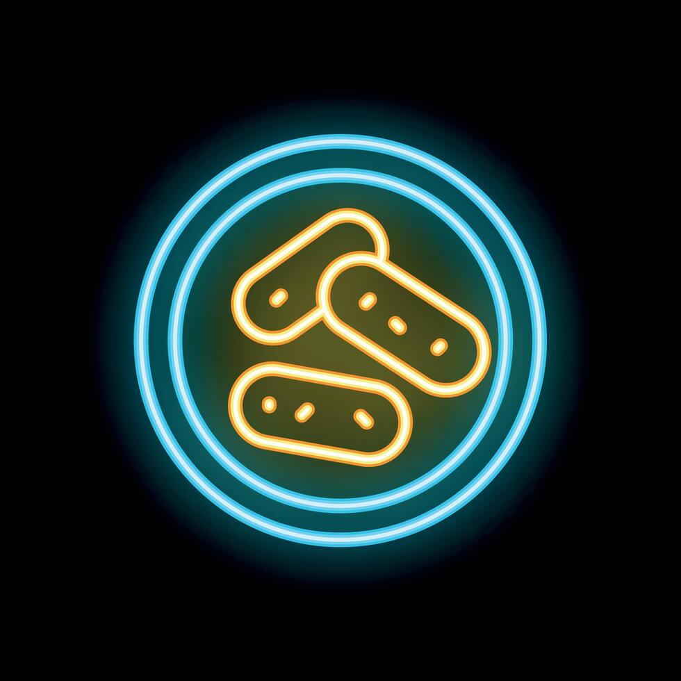 Neon sign depicting pickled gherkins in a bowl on black background vector