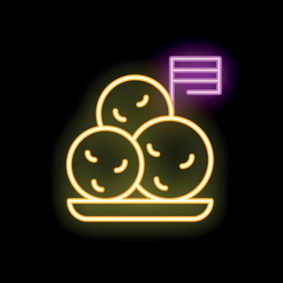 Neon sign showing a plate of falafel with a latvian flag vector