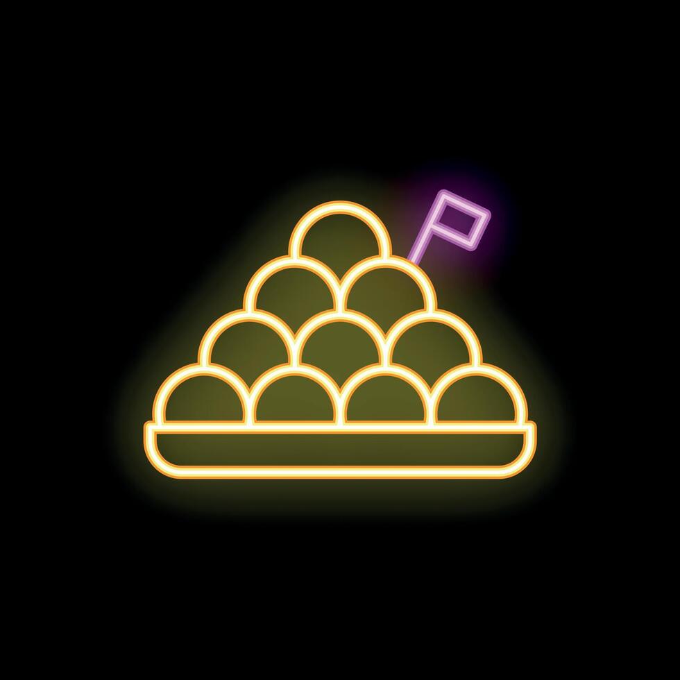 Neon sign showing a plate piled high with delicious falafel balls vector