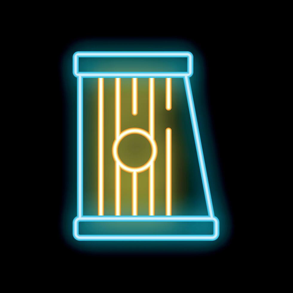 Glowing neon line ancient greek harp music instrument icon isolated on black background vector