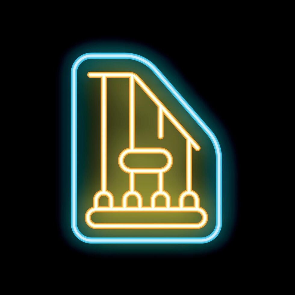 Bright neon harp icon is glowing on a black background vector