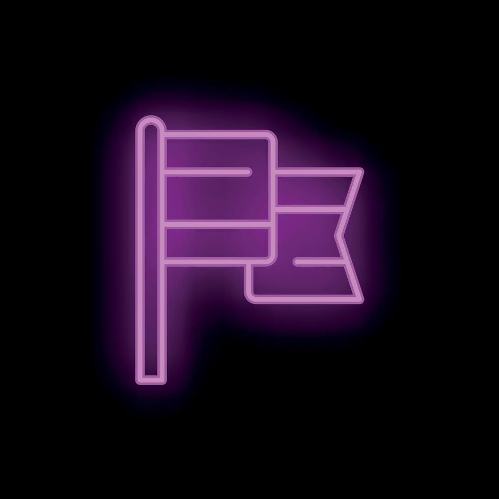 Neon purple flag waving on black background vector