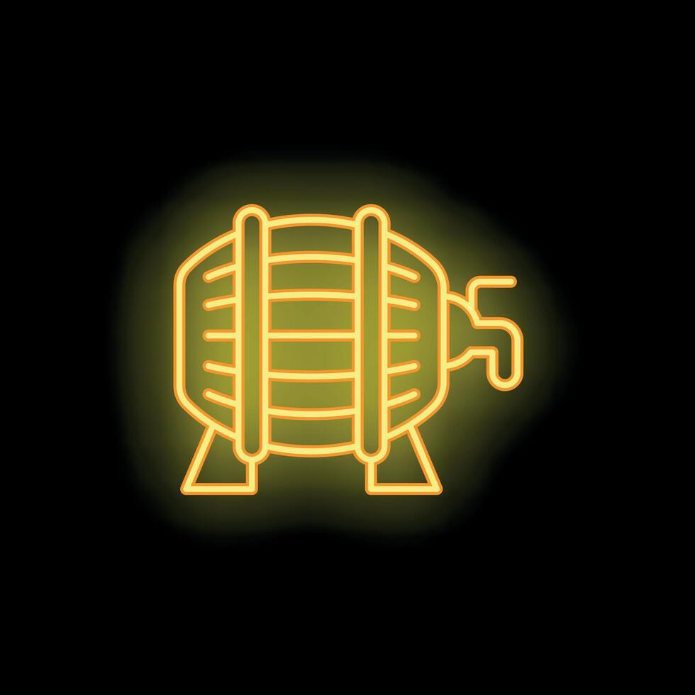 Yellow neon sign of a beer keg for bar decoration vector