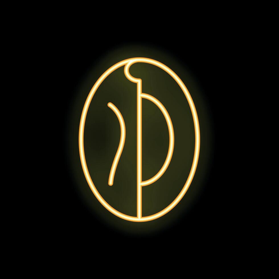 Neon icon of half a kiwi fruit glowing on black background vector