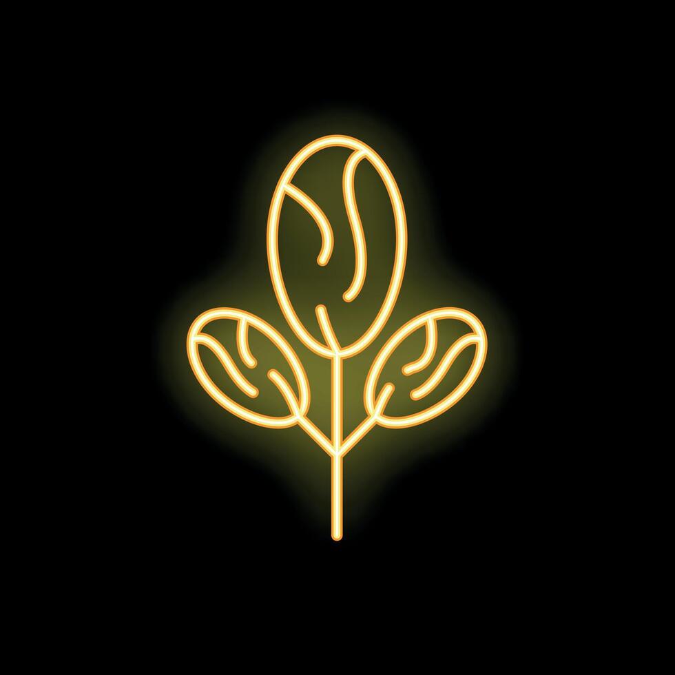 Glowing neon icon of coffee beans on branch for cafe vector