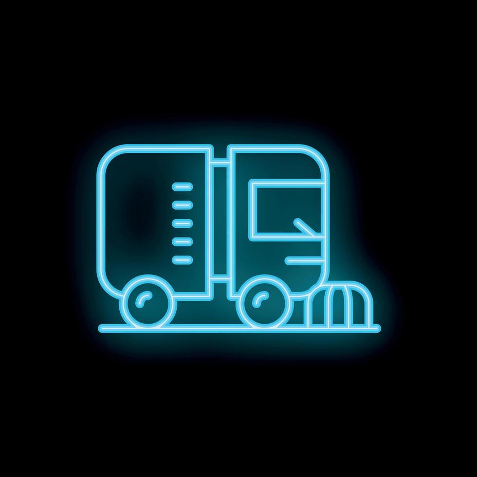 Neon style icon of garbage truck collecting waste vector
