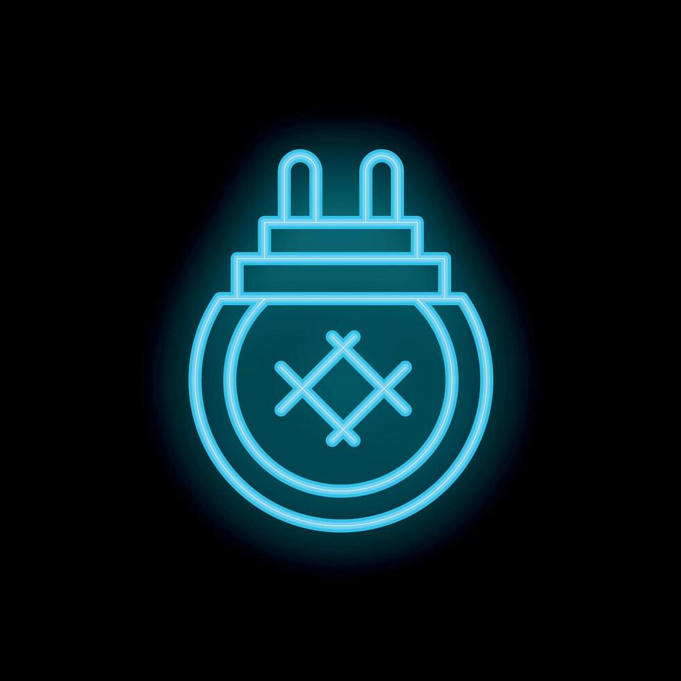 Neon style icon of an electrical plug representing power source vector