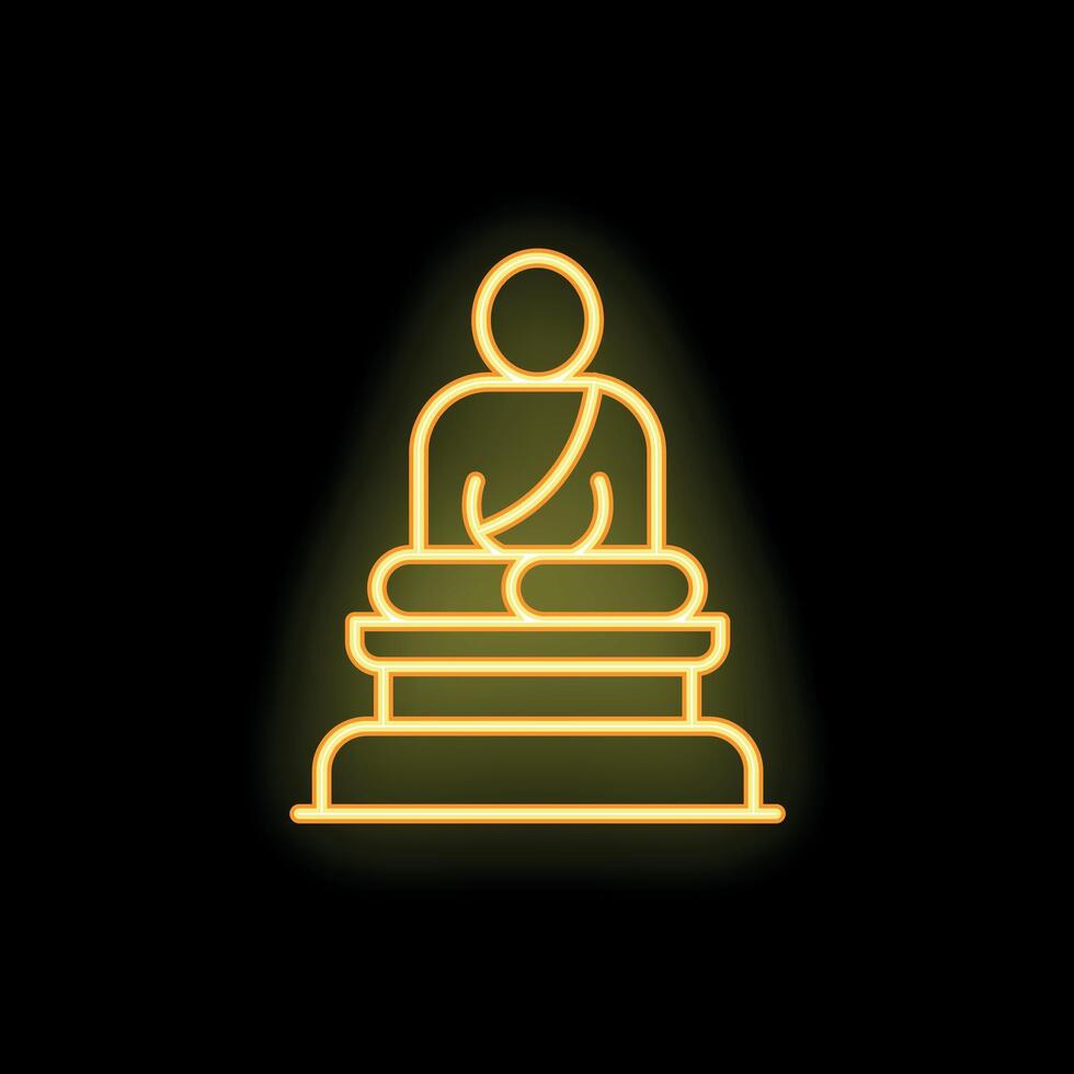 Neon sign representing a buddha meditating in the lotus position vector