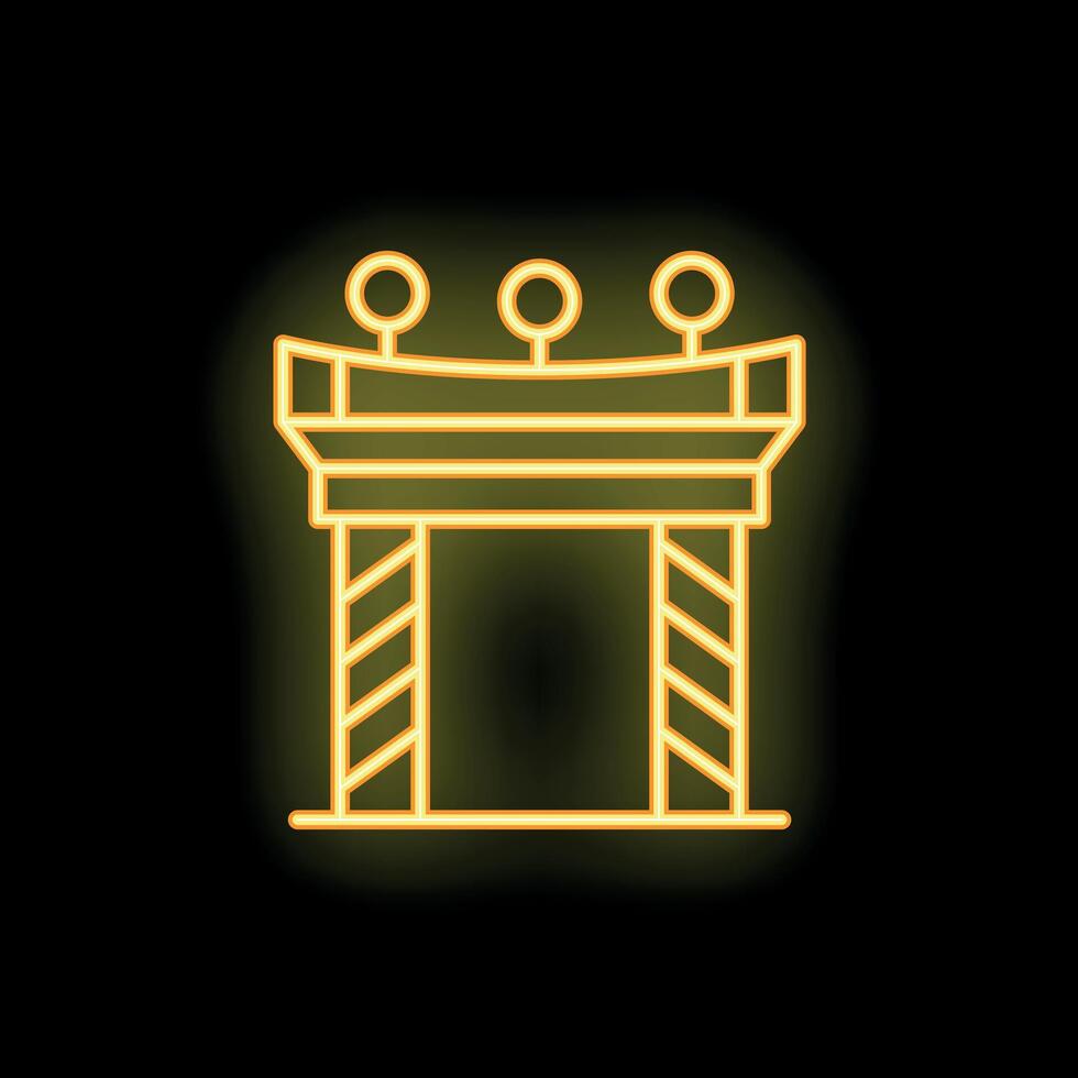 Neon style icon representing airport traffic control tower vector