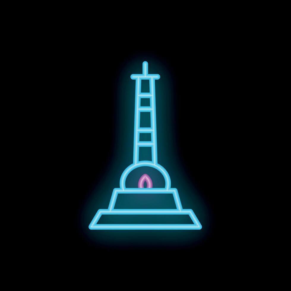 Neon sign depicting the juche tower, pyongyang, north korea vector