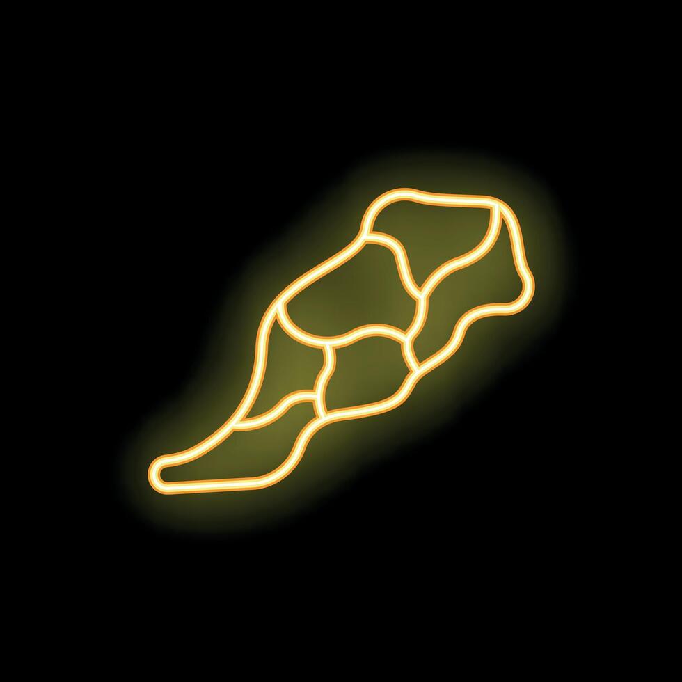 Yellow neon sign showing ginger root on black background vector