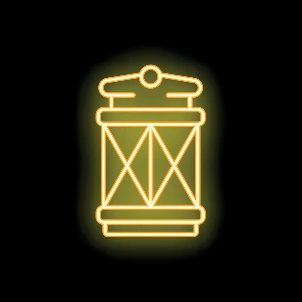 Neon yellow lantern shining in the dark vector